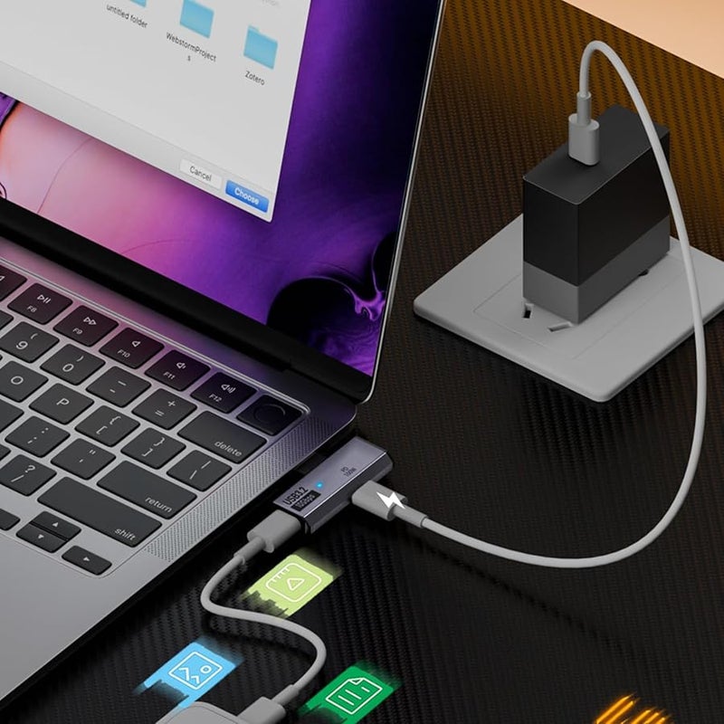 Gray 100W USB C Fast Charging Adapter With 10Gbps Data Transfer For Phone Laptop - Image 3